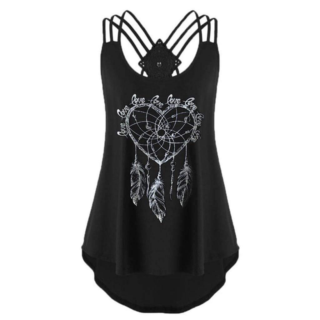 GXLONG Women's Flowy Tank Tops - Dreamcatcher Print Open Back Criss Cross Tunic Sleeveless Blouse for Summer, Beach, Yoga & Casual Wear