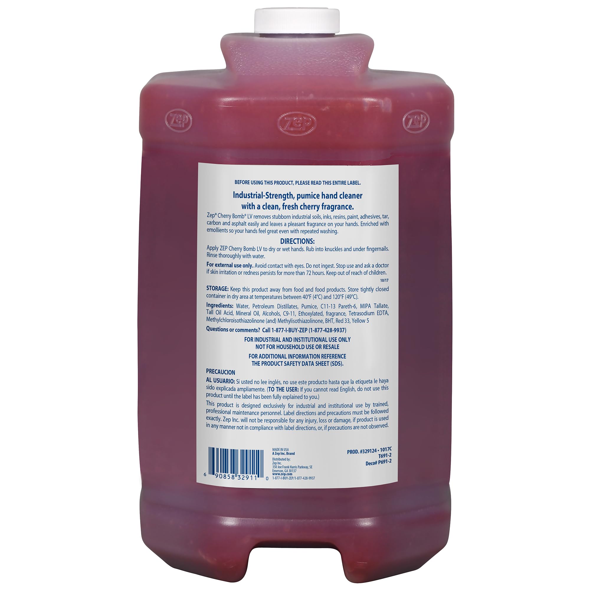 Zep Cherry Bomb LV Industrial Hand Cleaner - 1 Gallon (Case of 4) - Heavy-Duty Pumice Gel Formula for Removing Stubborn Grease, Oil & Industrial Grime - Ideal for Mechanics, Construction Workers & Auto Shops
