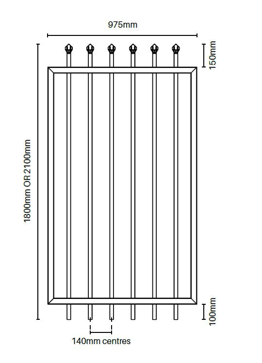 Zeus Aluminum Gate 1800mm or 2100mm Height x 975mm Width - Durable Outdoor Fence Gate for Garden, Yard, and Driveway Security