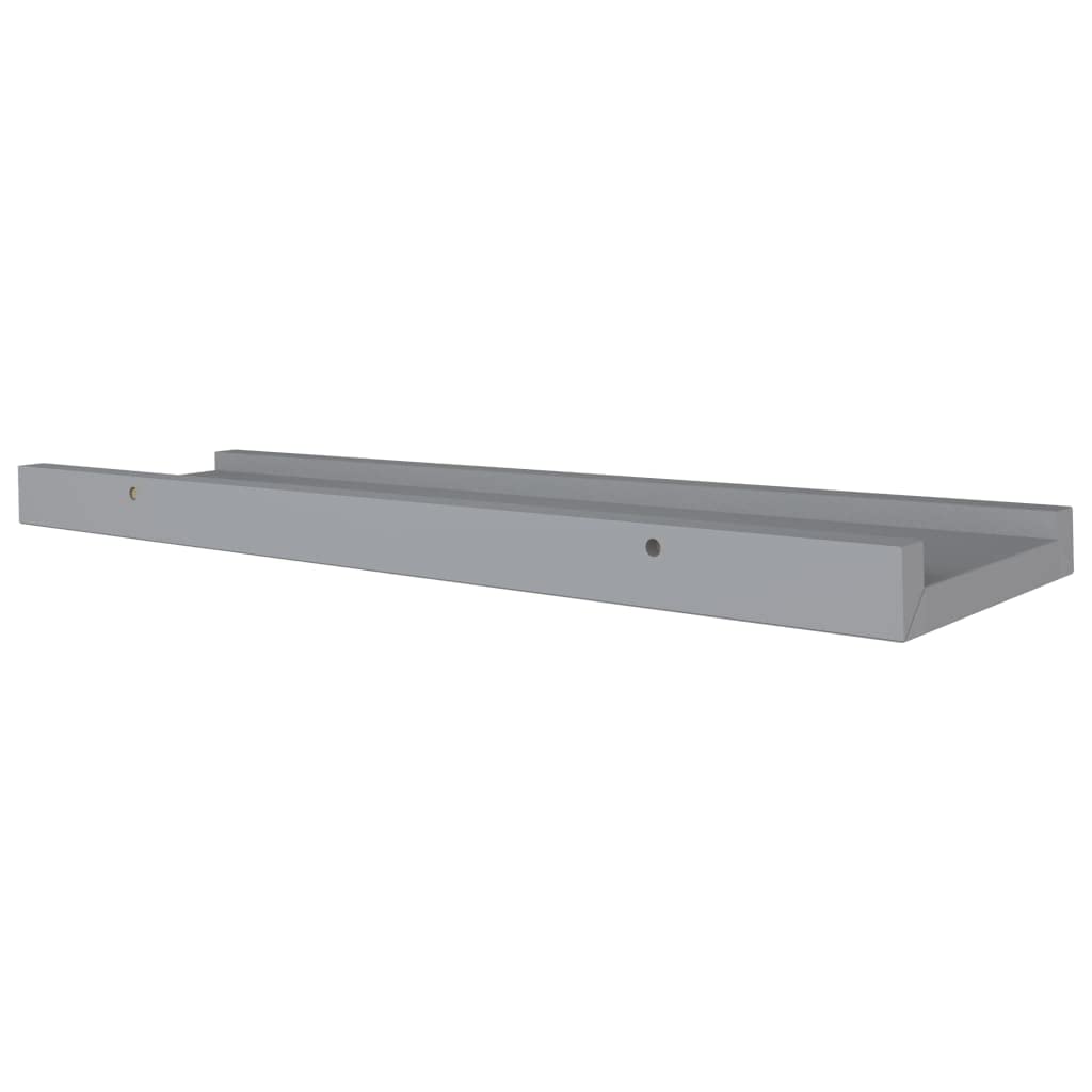 Floating Shelf Wall Mount - Set of 2 Gray MDF Shelves 15.7x3.5x1.2 Inches - Space Saving Storage for Bedroom, Living Room, Bathroom, Kitchen & Office - Perfect for Displaying Books, Decor & Picture Frames
