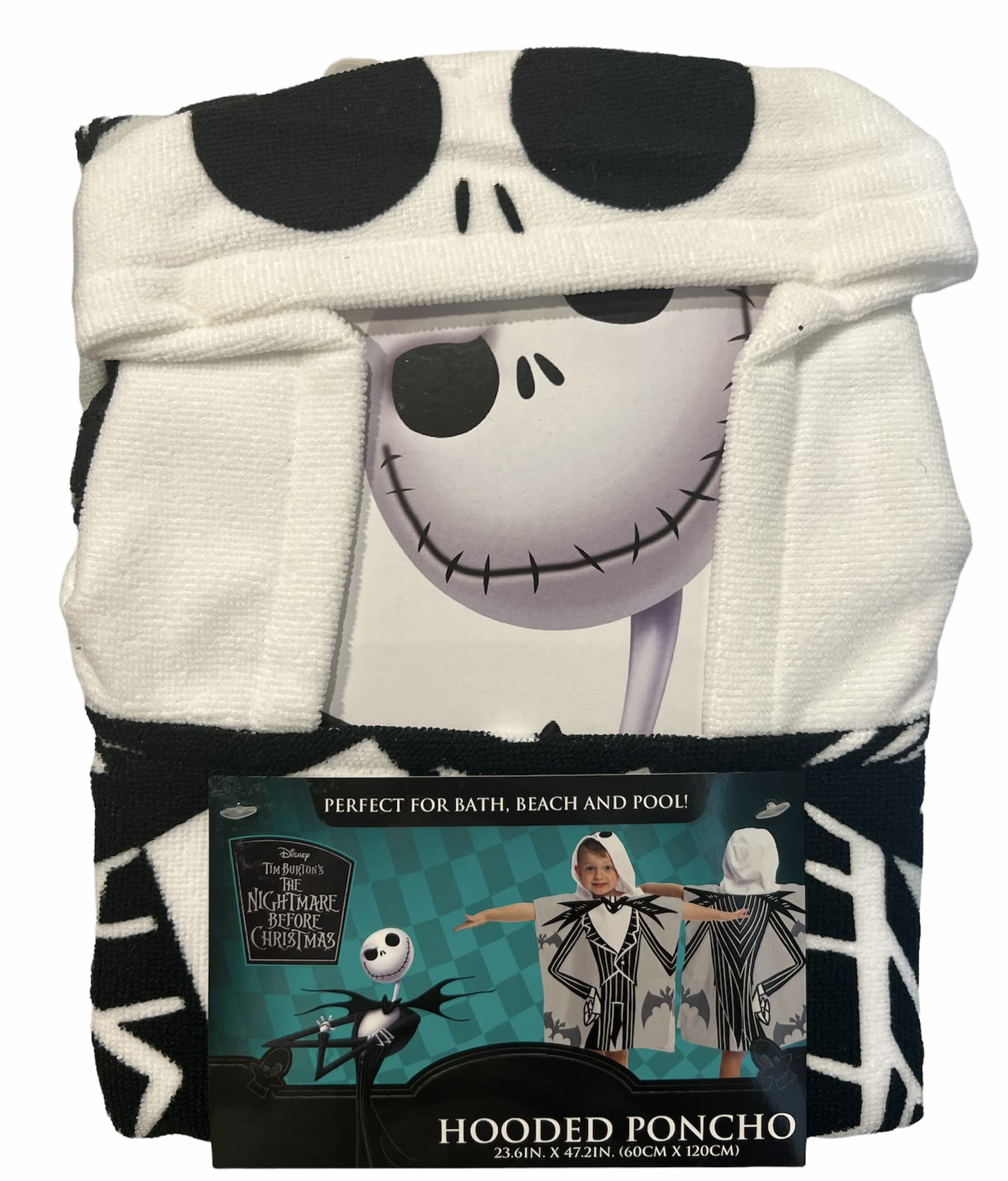 Disney The Nightmare Before Christmas Kids Hooded Poncho - Waterproof Bath Beach Pool Towel Wrap for Boys & Girls - Perfect for Swimming, Beach Trips & After Bath Coziness