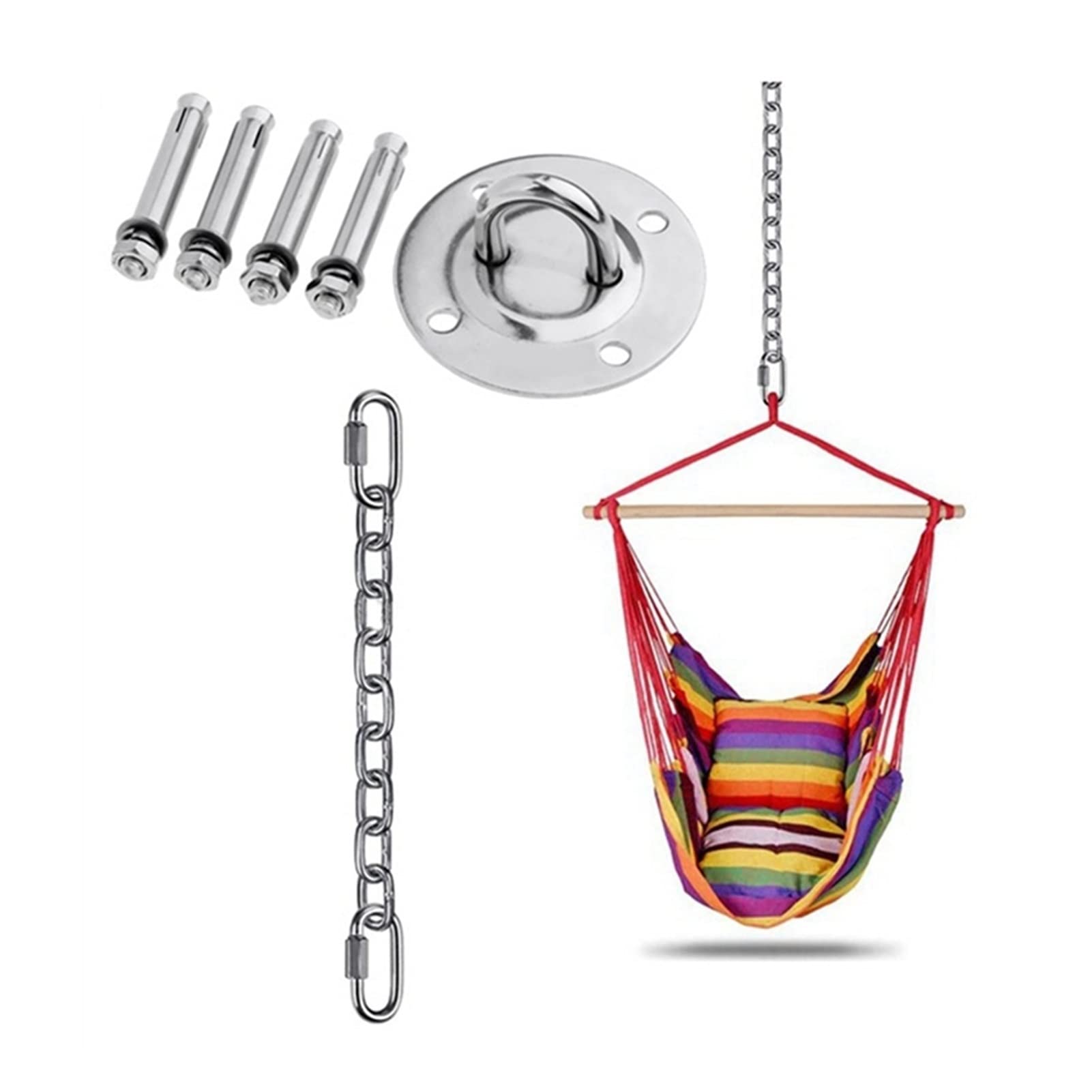 BUMIUSTE Heavy Duty Hanging Egg Chair Swing Hangers Set - Concrete Hammock Hanging Kit with Durable Swing Hooks for Playground, Yoga Seat & Outdoor Relaxation (Silver) - Perfect for Backyard, Patio & Garden Decor