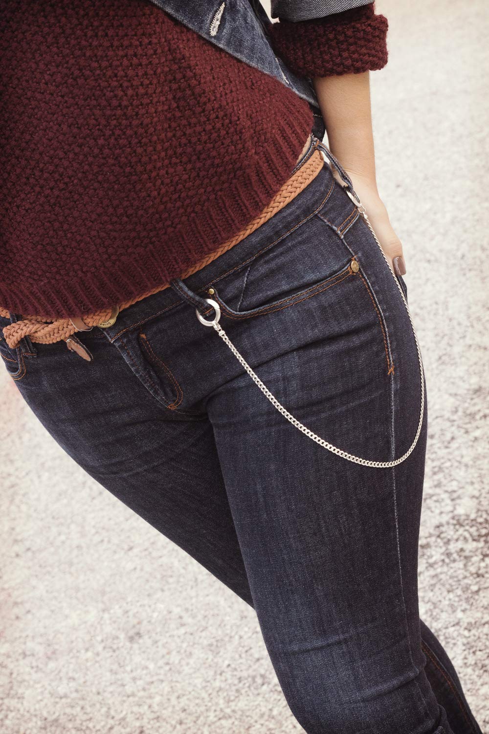 925 Sterling Silver Keychain - Thin Wallet Chain for Men & Women | Durable Curb Link Design | Perfect Practical Gift for Everyday Use & Travel Accessories