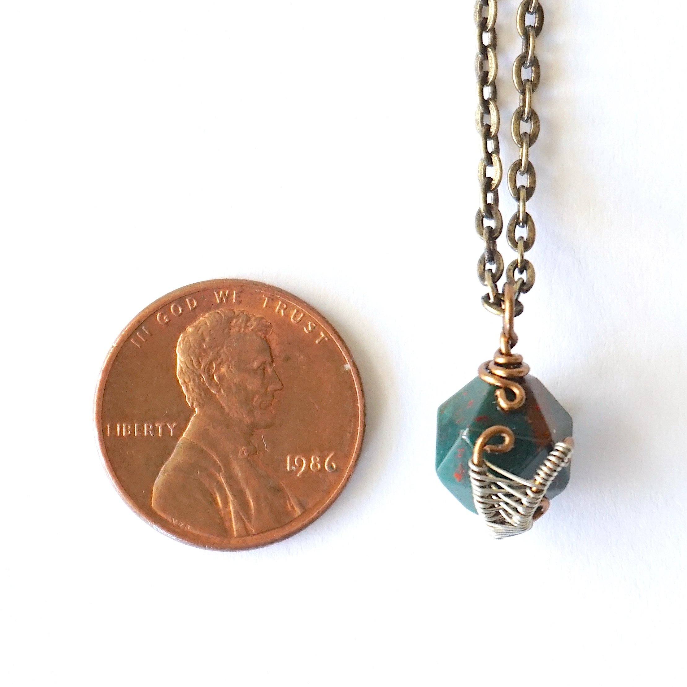 Bloodstone Charm Necklace - Natural Heliotrope Crystal Pendant for Women - Perfect for Healing, Protection & Spiritual Jewelry Gifts