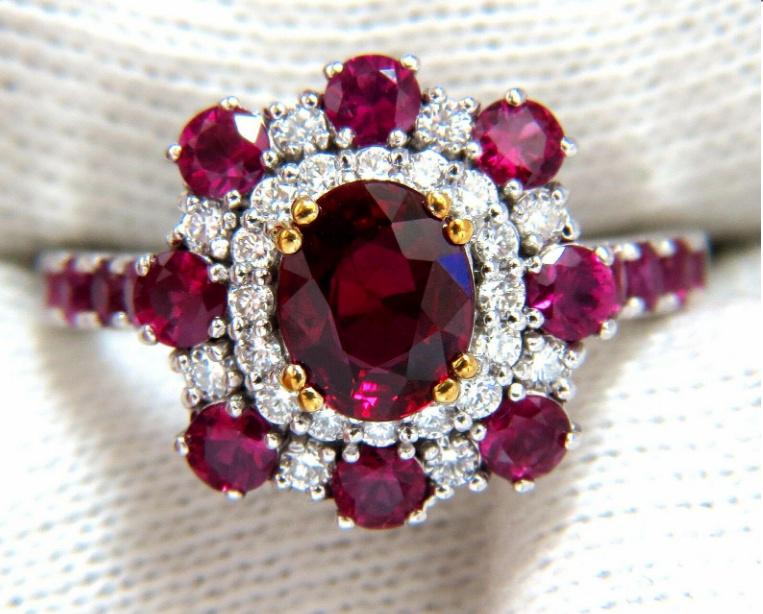 GIA Certified 2.92 Carat Natural Ruby Diamond Ring in 14K Gold Cluster Setting - Perfect for Engagement, Anniversary & Special Occasion Jewelry Gifts