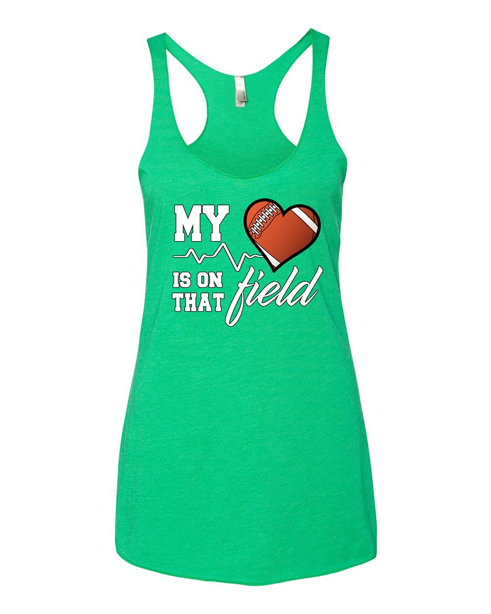 My Heart is On That Football Field Sports Tri-Blend Racerback Tank Top - Breathable Workout Shirt for Football Fans, Gym & Casual Wear