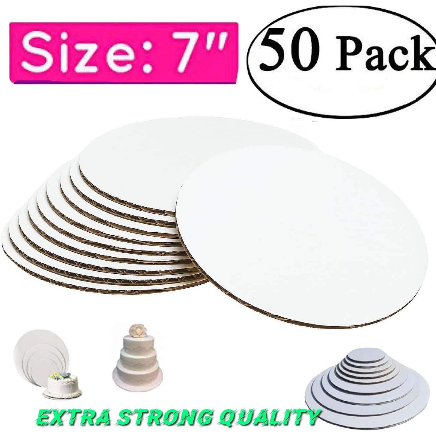 50 Pack 7 Inch Round Cake Boards - Heavy Duty Cardboard Cake Circles for Baking, Pizza & Desserts - Perfect for Cake Decorating, Serving & Display