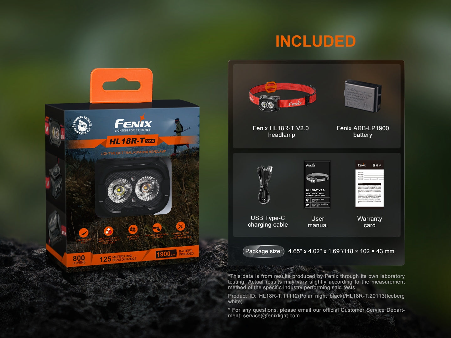 Fenix HL18R T V2 Lightweight Rechargeable Headlamp - 500 Lumens, IP68 Waterproof for Trail Running, Hiking & Camping - Perfect for Outdoor Adventures and Nighttime Activities
