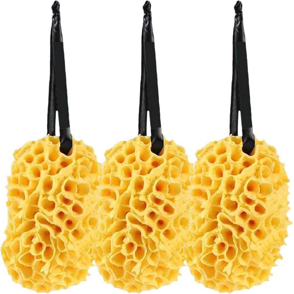 Beavorty 3-Pack Honeycomb Bath Sponge for Exfoliating & Cleansing - Soft PU Shower Loofah for Body Wash, Spa & Baby Care - Gentle Exfoliator for Smooth Skin - Perfect for Daily Shower & Relaxing Bath Time