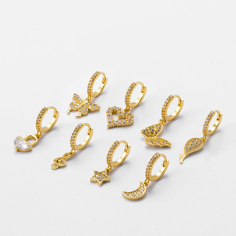 18K Gold Cartilage Huggie Earrings - Celestial Dangle Earrings for Women | HSPJ877 | Perfect for Everyday Wear, Parties & Special Occasions
