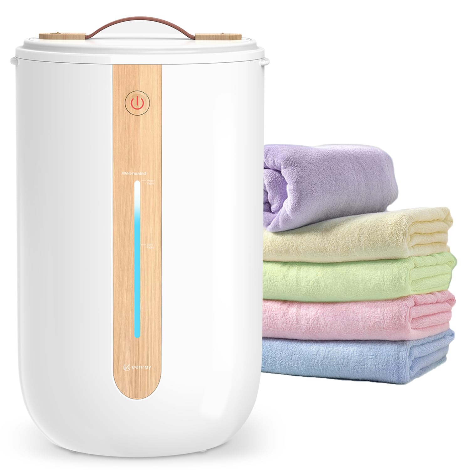 Premium Keenray Electric Towel Warmer for Bathroom - Heated Towel Bucket with LED Progress Bar, Aroma Disc Holder & Auto Shut-Off - Holds 2 Large 40x70
