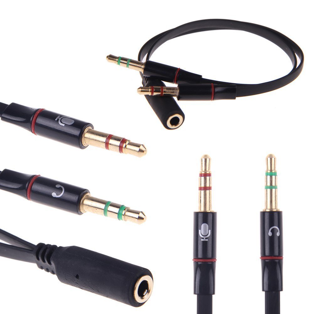 Premium 3.5mm Headphone Splitter - 2 Male to 1 Female Gold Plated Audio Y Adapter for Computer, Smartphone, PC - Ideal for Gaming, Music Sharing & Conference Calls (Black, 1 Pack)