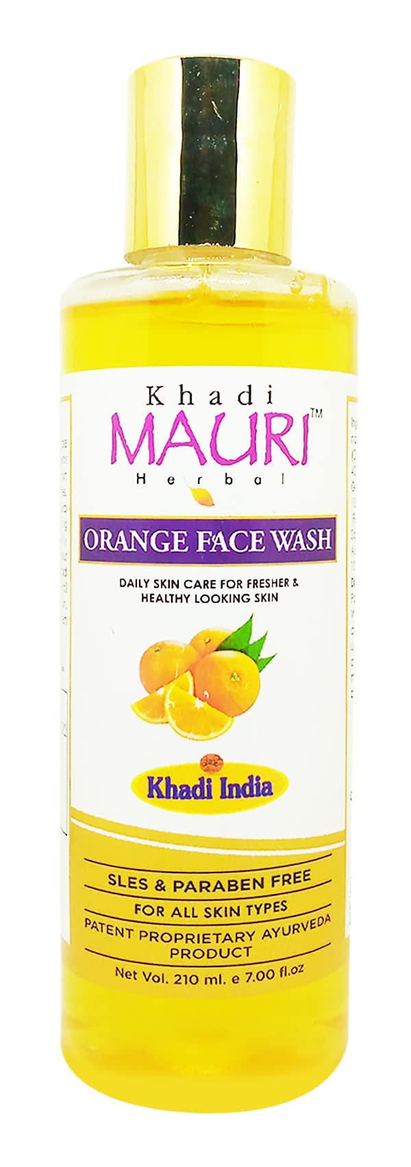 Khadi Mauri Orange Face Wash - 210ml Natural Cleanser for Glowing Skin | Gentle Exfoliation & Brightening | Perfect for Daily Skincare Routine