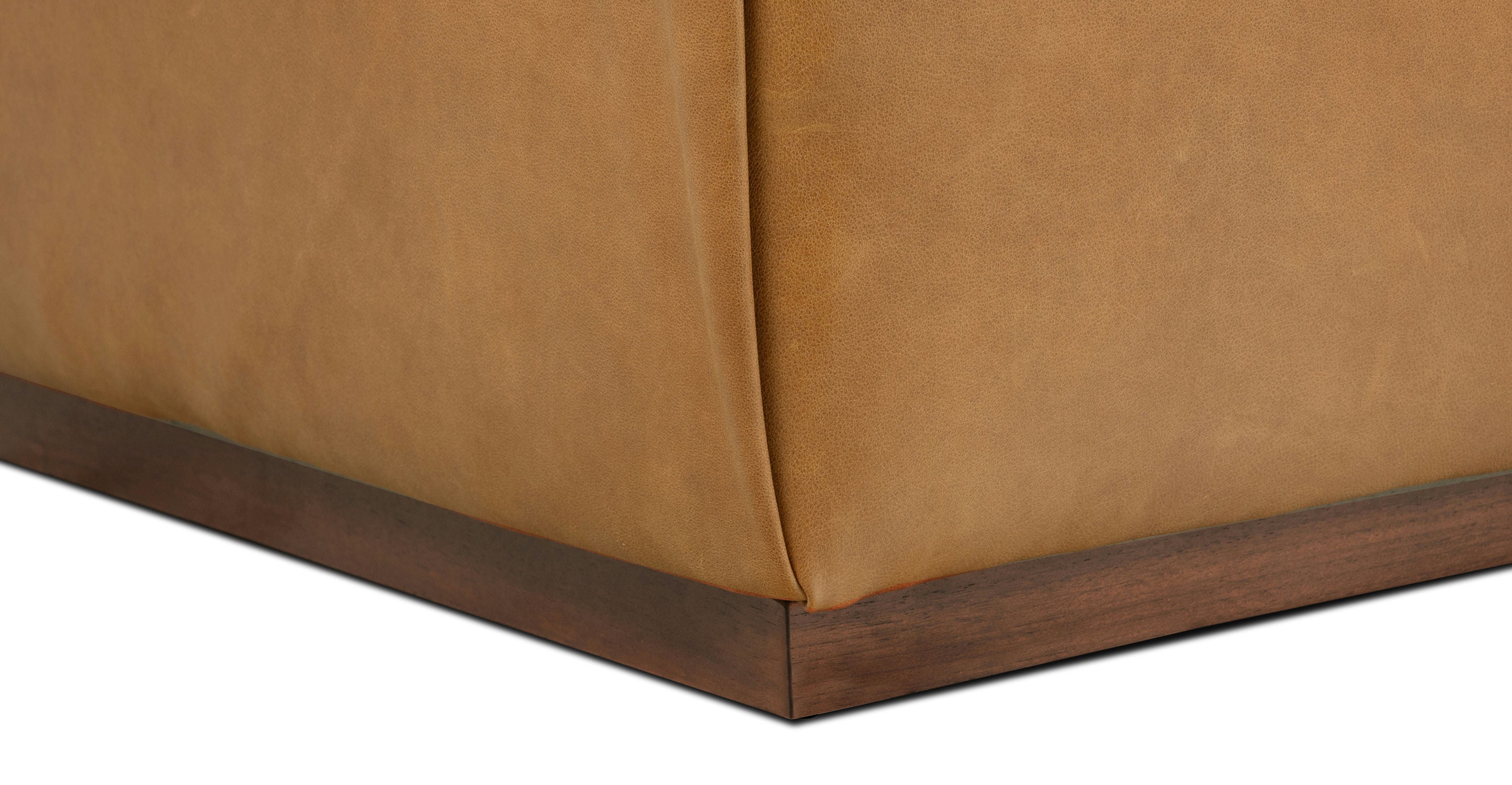 Jarmo Leather Ottoman with Walnut Table - Stylish Footrest & Coffee Table for Living Room, Bedroom, or Office - Premium Leather & Wood Furniture for Home Decor