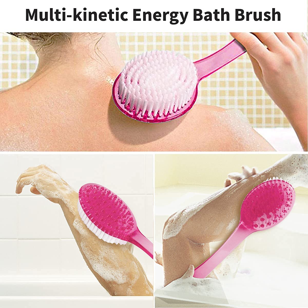 Premium Long Handle Back Scrubber Brush - Super Soft Bristles for Exfoliating & Massaging | Body Bath Shower Brush for Dry Skin Care & Spa Relaxation | Ideal for Hard-to-Reach Areas & Deep Cleansing (ECP-014)