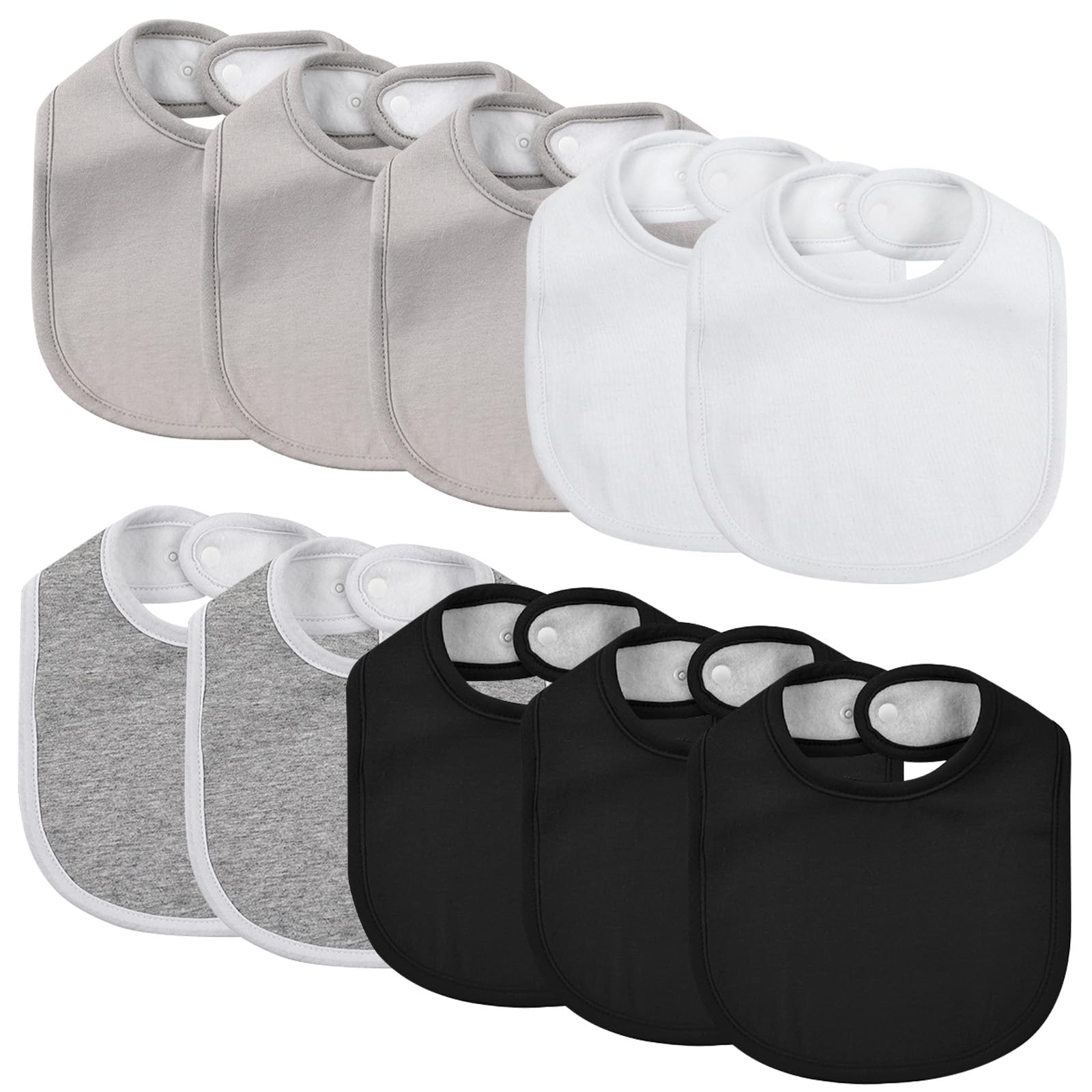 Organic Cotton Baby Snap Bibs - 10 Pack Bandana Drool Bibs for Boys & Girls | Newborn Feeding & Teething