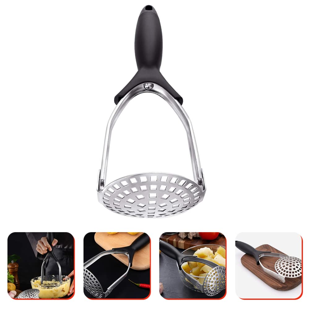 UKCOCO Stainless Steel Potato Masher & Ricer - Manual Food Press Tool for Potatoes, Garlic, Avocado & Baby Fruit - Perfect for Mashing, Pureeing & Cooking in Kitchens