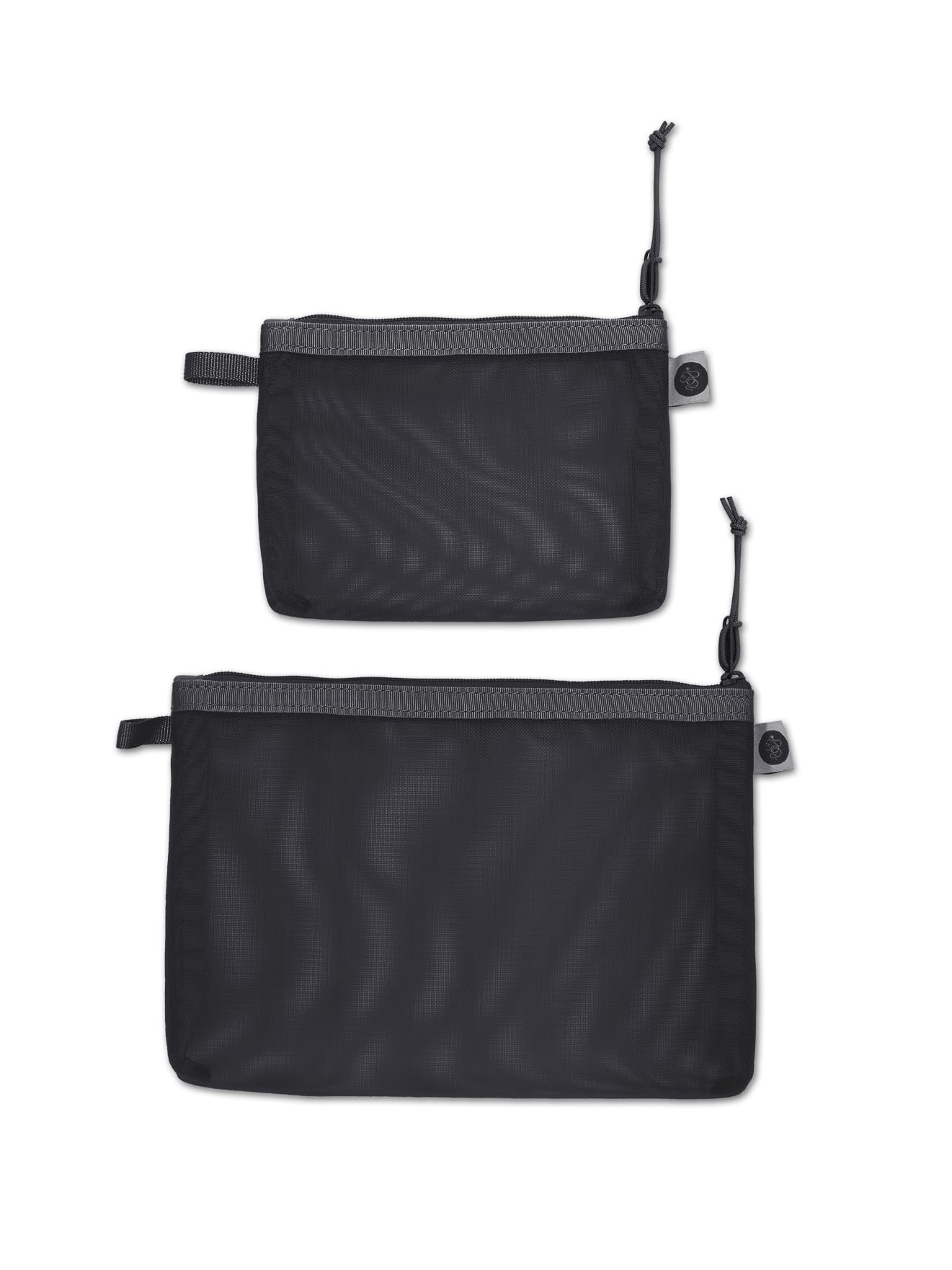 Baboon to the Moon Monomesh Pouch Set - Ultra-Light & Durable Travel Organizer with Transparent Design - Perfect for Toiletries, Cosmetics, Tech Accessories & Travel Essentials - Ideal for Camping, Gym, Air Travel & Daily Organization (Black)