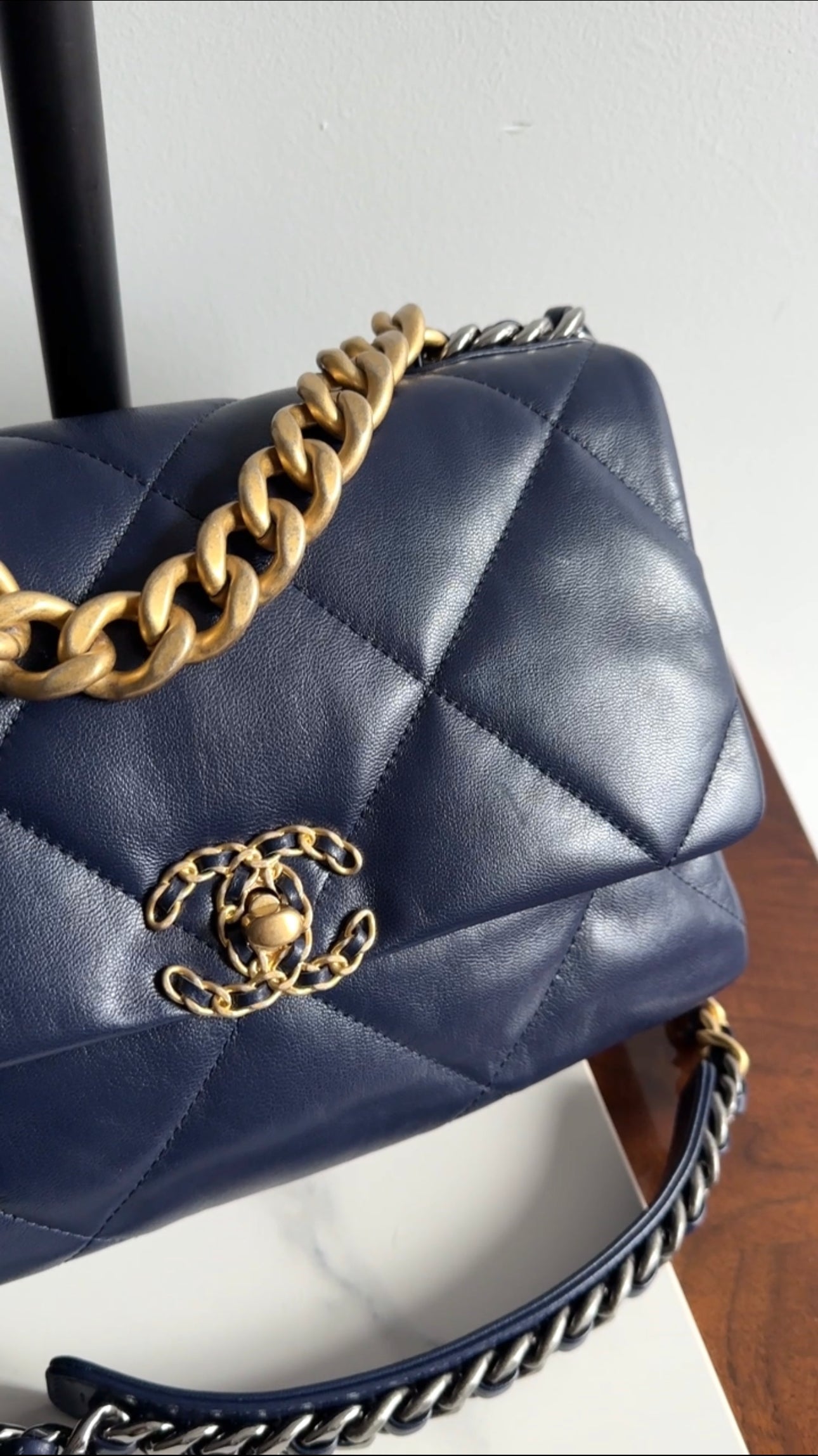 Chanel 19 Large Dark Purple Quilted Leather Flap Bag - Luxury Designer Handbag for Women, Perfect for Evening Events & Special Occasions