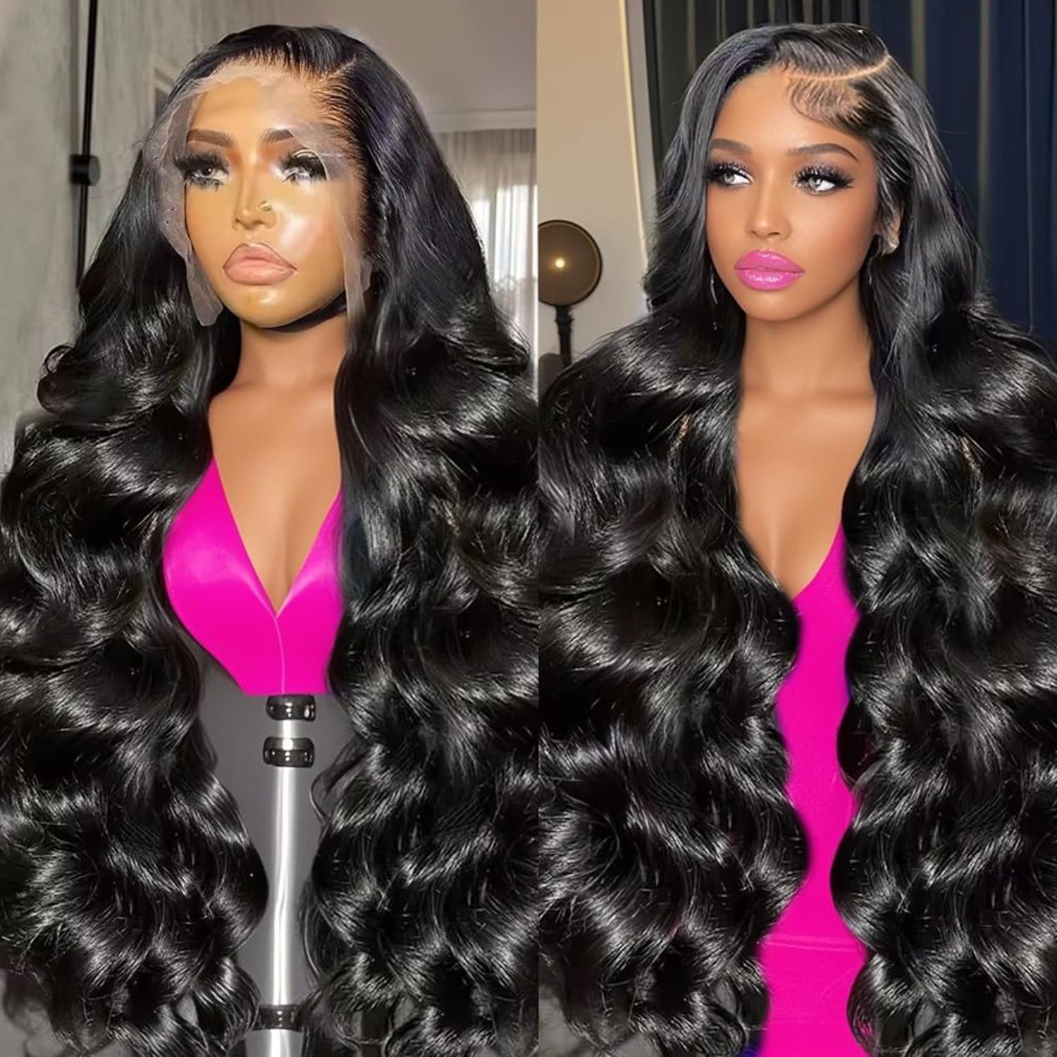 30 Inch 13x6 Lace Front Wigs Human Hair - Pre Plucked 200% Density Body Wave HD Lace Wig with Baby Hair - Natural Black Glueless 13x6 Frontal Wig for Women - Perfect for Daily Wear, Cosplay, and Special Occasions