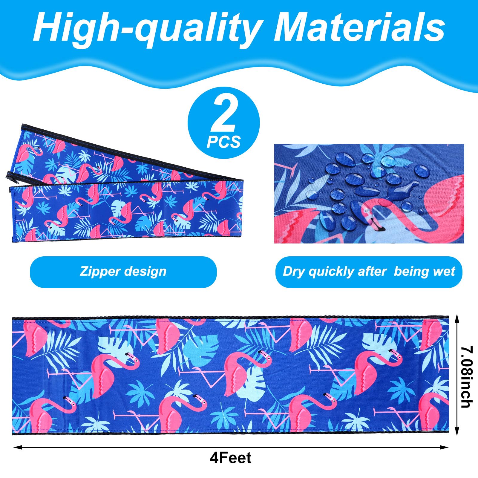 Junkin 2-Pack Slip-Resistant Pool Handrail Covers - Flamingo Zip Style (4 ft) for Safe Swimming Pool Handrails | Perfect for Outdoor Pools, Water Parks & Home Safety