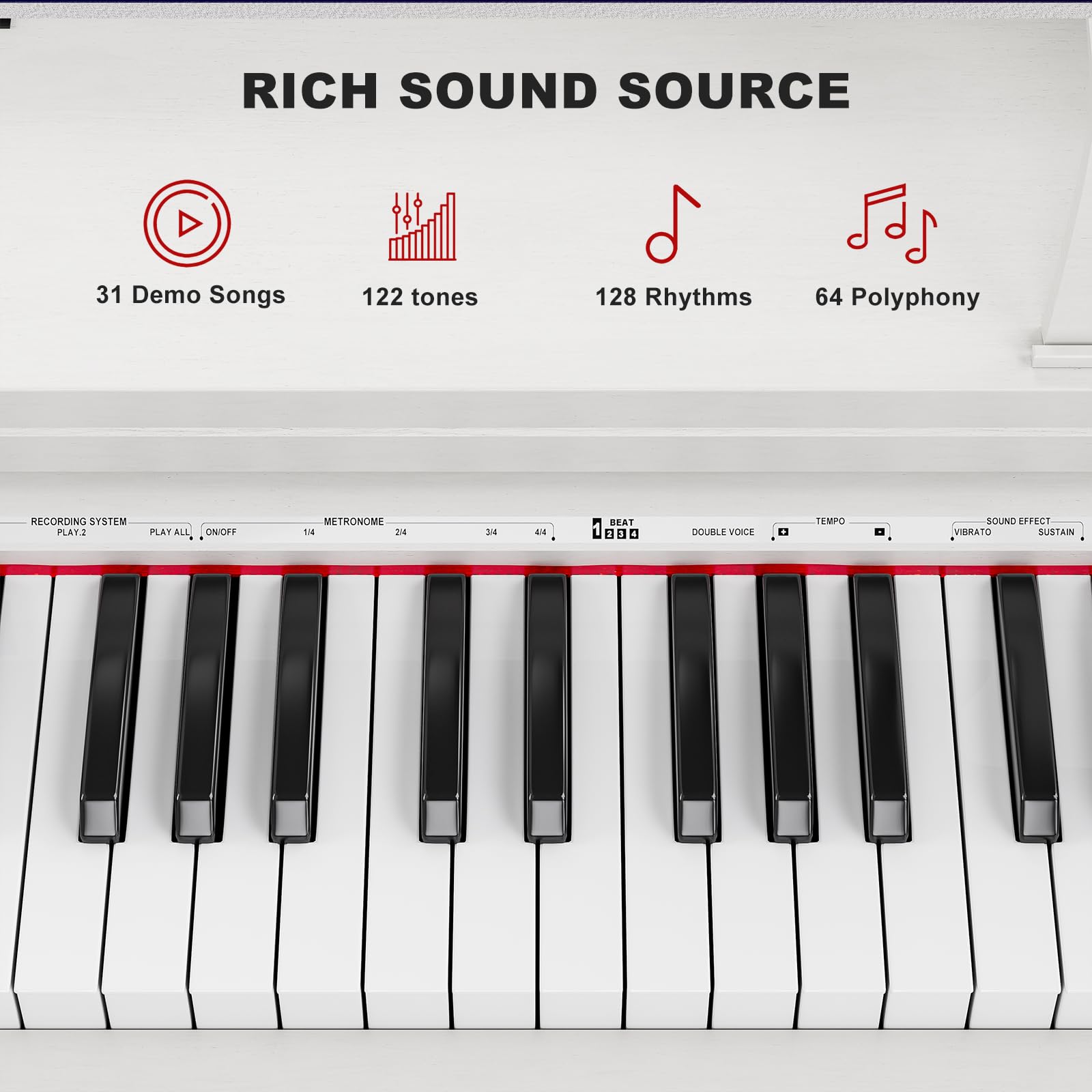 UMOMO UMP-716 88-Key Weighted Digital Piano for Beginners - Full Size Electric Keyboard with Hammer Action, USB/MIDI Connectivity, Includes Adjustable Piano Bench - Perfect for Home Practice, Music Lessons & Studio Recording (White)