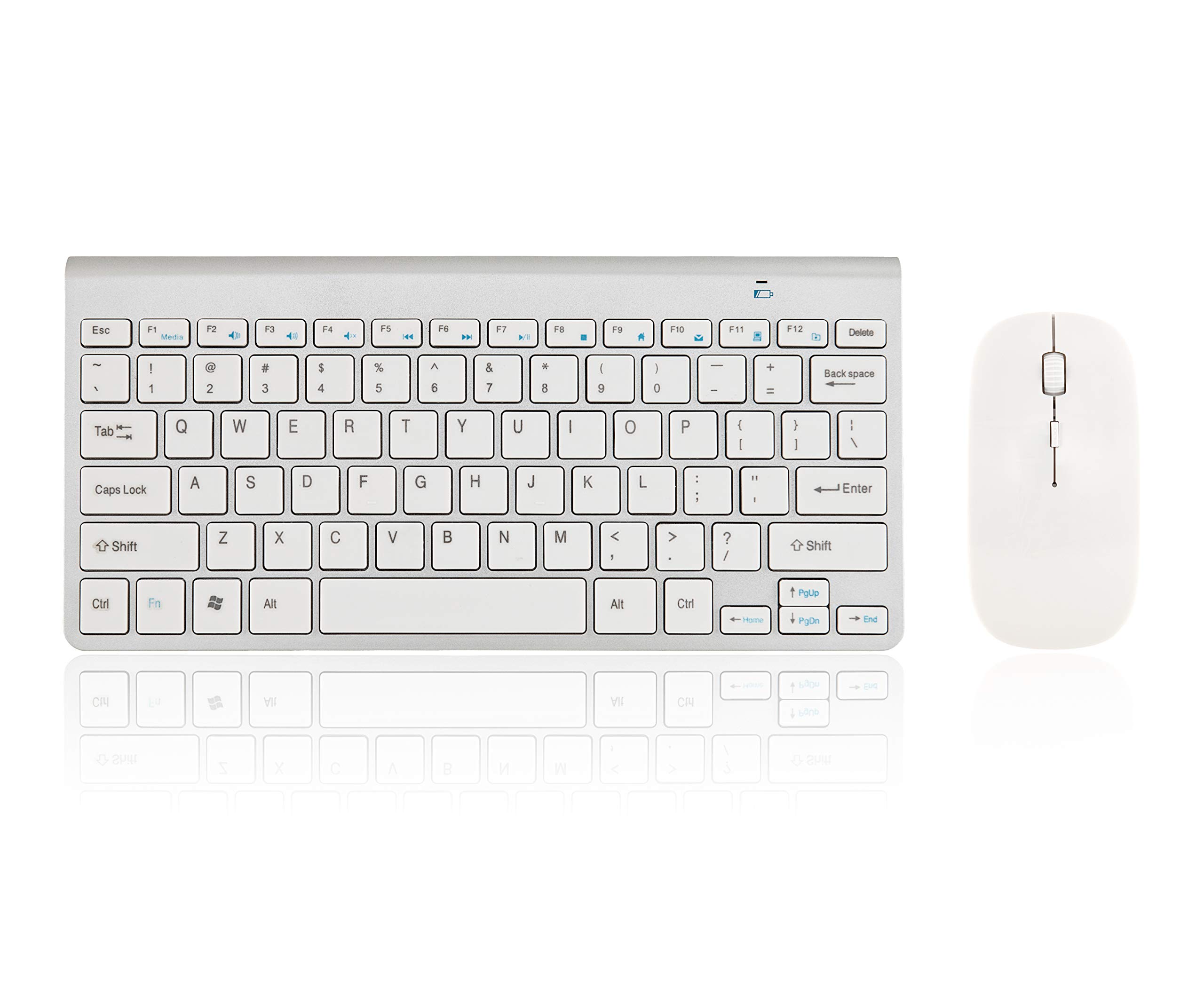 iBod Ultra Slim Wireless Keyboard and Mouse Combo - 2.4GHz USB Receiver for PC, Laptop, Tablet - Silver Compact Keyboard Set for Home Office, Gaming & Christmas Gifts