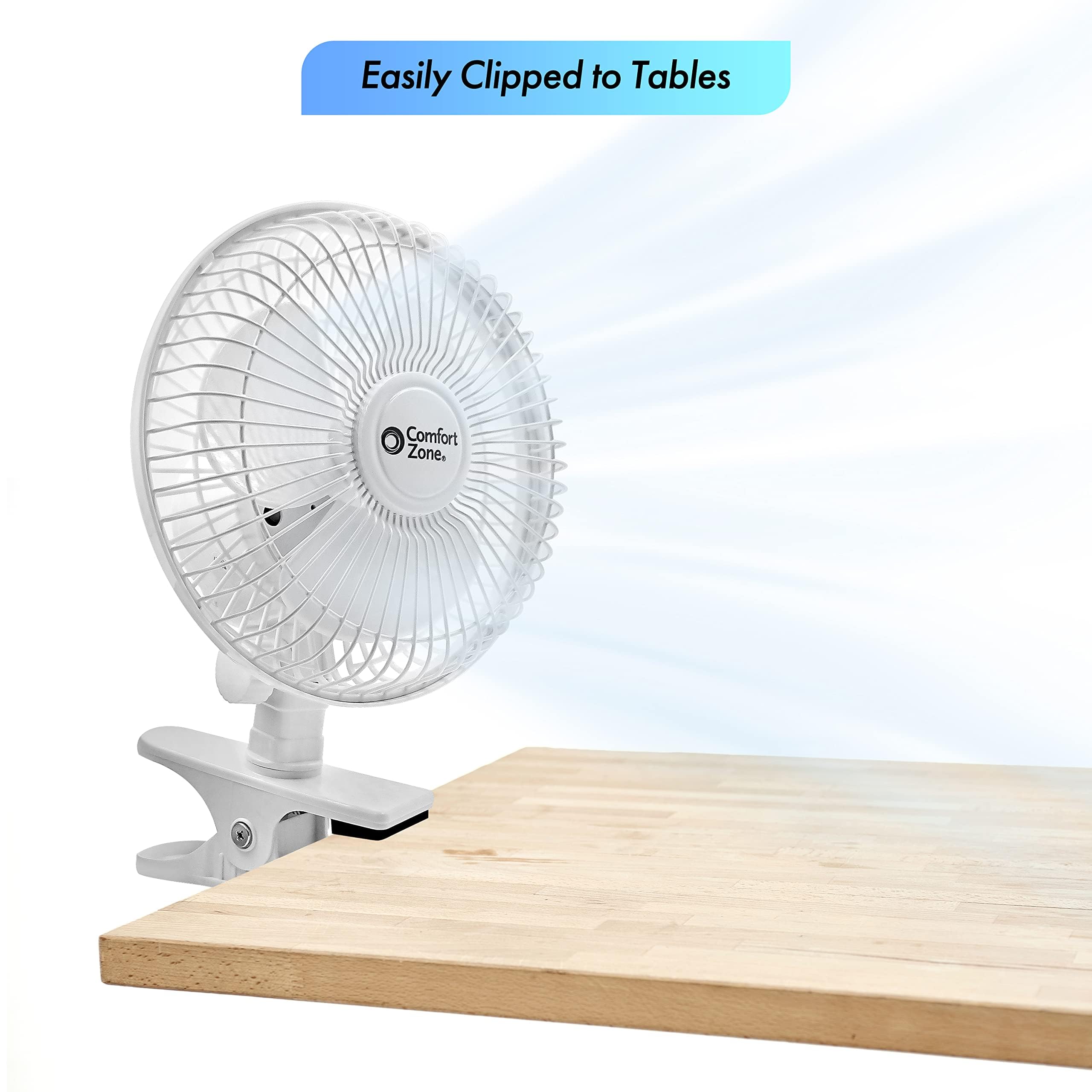 6 Inch Portable Clip on Fan - Adjustable Tilt, Quiet 2-Speed Electric Mini Desk Fan for Home, Office, Dorm | 6.53 ft/sec Airflow | Perfect for Bedroom Cooling, Workspace Ventilation & Personal Air Circulation