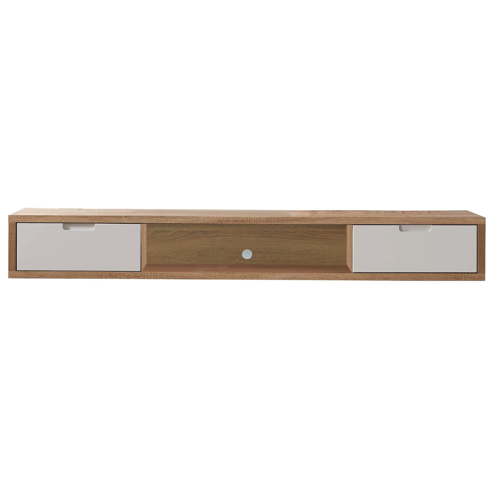 Wall Mounted Oak TV Stand 1800mm - Modern Entertainment Center with Storage Shelves - Perfect for Living Room, Bedroom & Home Theater Setup