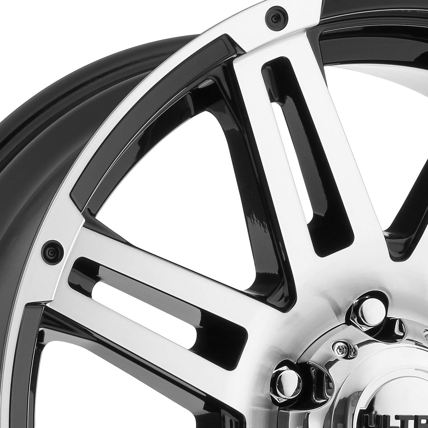 Ultra 226U MACHINE Black Wheel with Gloss Diamond Cut Face & Clear Coat - 0x8.5 Inches, 6x139mm Bolt Pattern, 25mm Offset - Perfect for Trucks, SUVs & Off-Road Vehicles