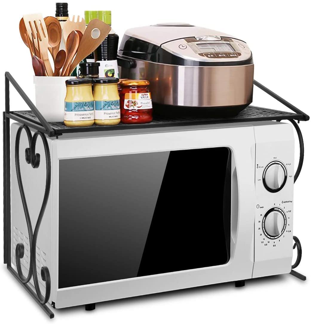 Multipurpose Kitchen Storage Shelf - Iron Oven Rack Stand Organizer for Utensils, Dishes & Plates | Space-Saving Home Kitchen Organizer for Cabinets, Countertops & Pantry Storage