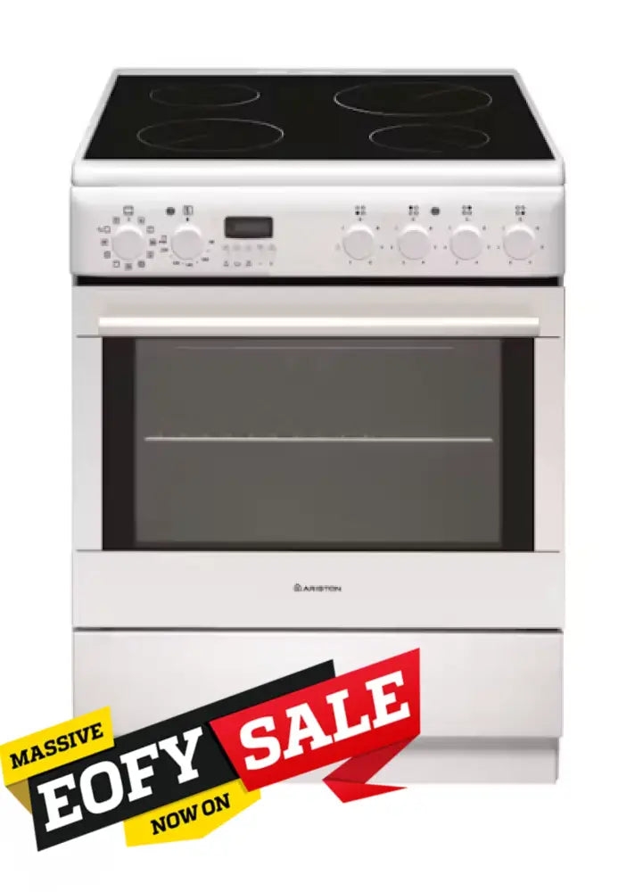 Ariston A6VMH60WAUS 60cm Freestanding Electric Cooker - White | Compact Kitchen Appliance for Small Spaces & Apartments | Ideal for Baking, Roasting & Everyday Cooking