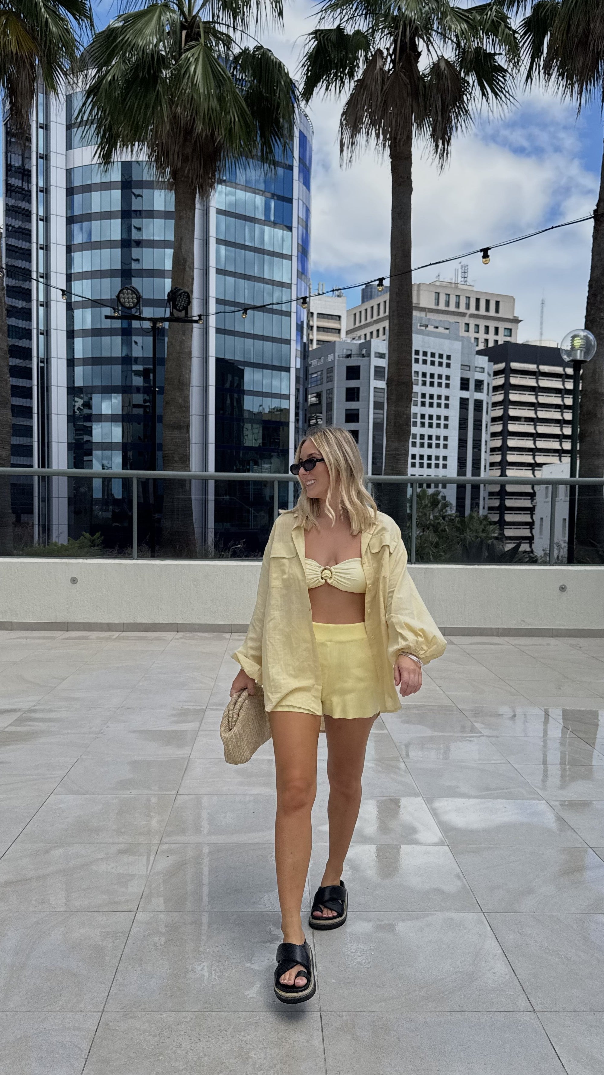 Bianca Oversized Button Up Shirt for Women - Lemon Yellow Casual Loose Fit Long Sleeve Blouse - Perfect for Work, Office, and Everyday Wear