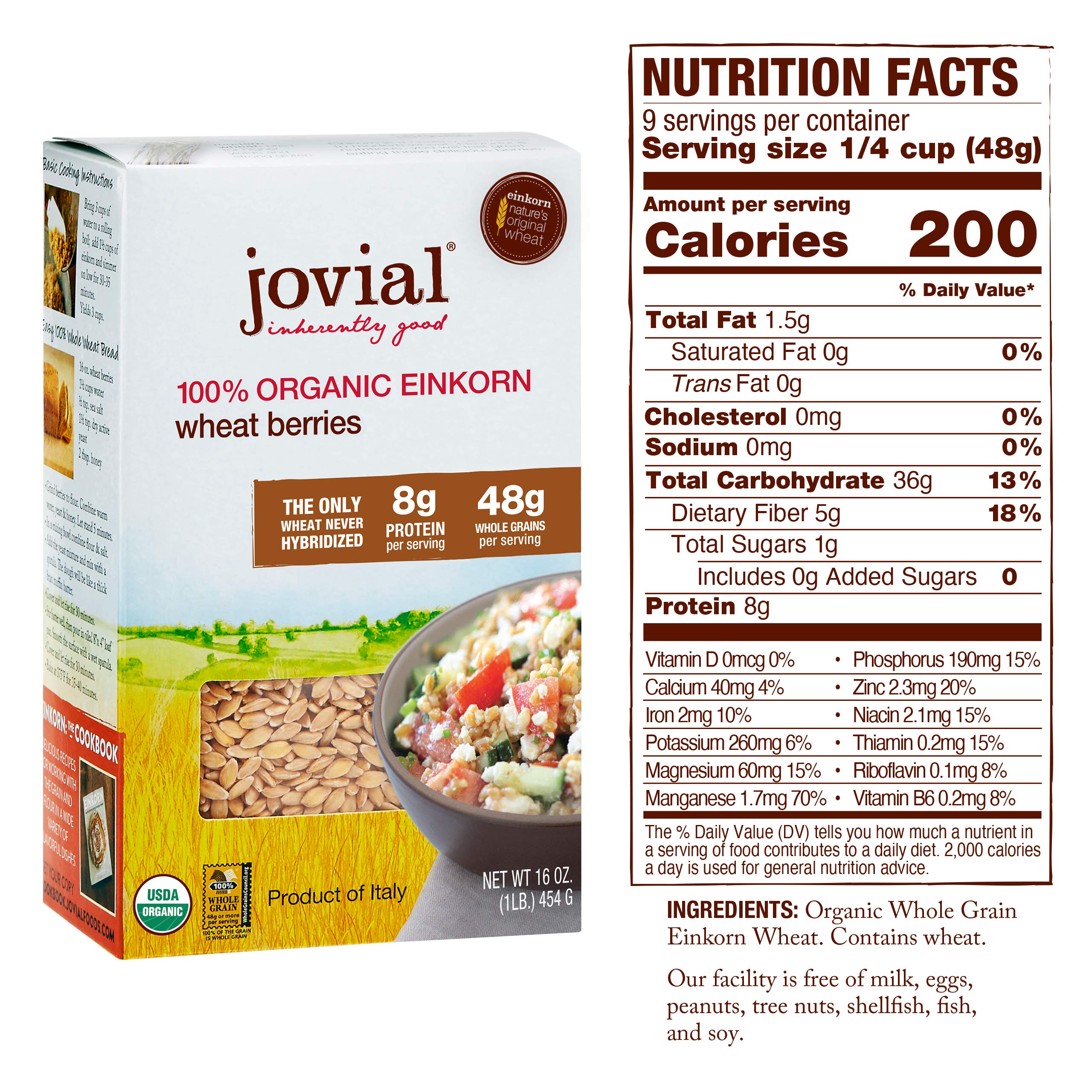 Organic Wheat Berries - 16oz (Pack of 12) | Non-GMO, Whole Grain for Baking, Cooking & Healthy Breakfast | Perfect for Bread, Salads & Meal Prep
