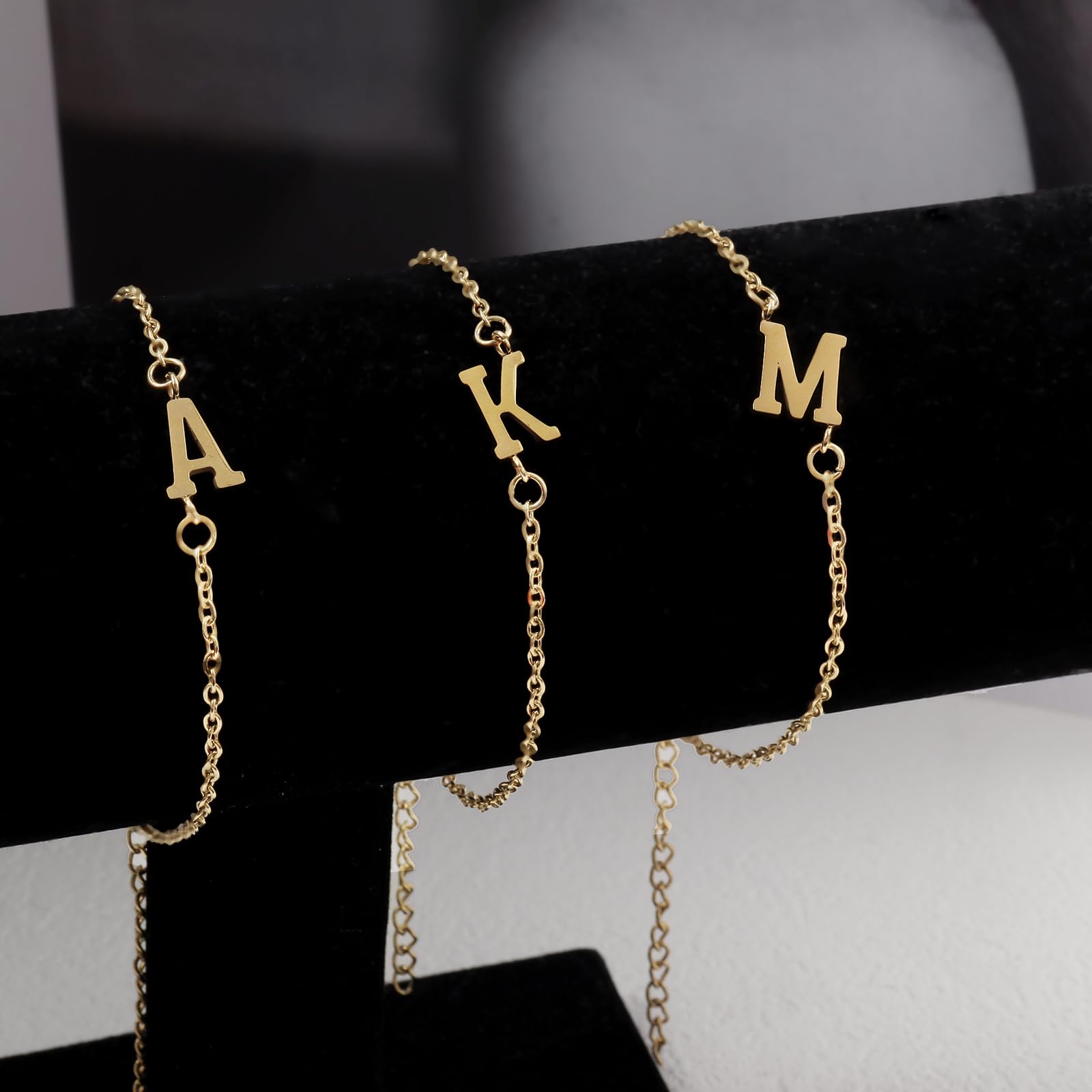 Trendy 18K Gold Plated Dainty Initial Charm Bracelet for Women - Elegant Link Chain Jewelry Gift for Birthday, Anniversary & Everyday Wear