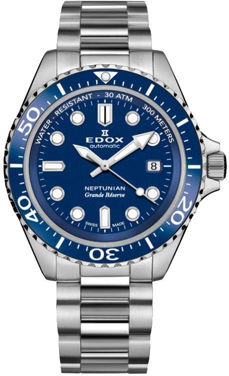 Edox Neptunian Grande Réserve 68-Hour Power Reserve Men's Watch 80801 3BUM BUIN - Luxury Automatic Diver Watch for Business, Formal & Casual Wear