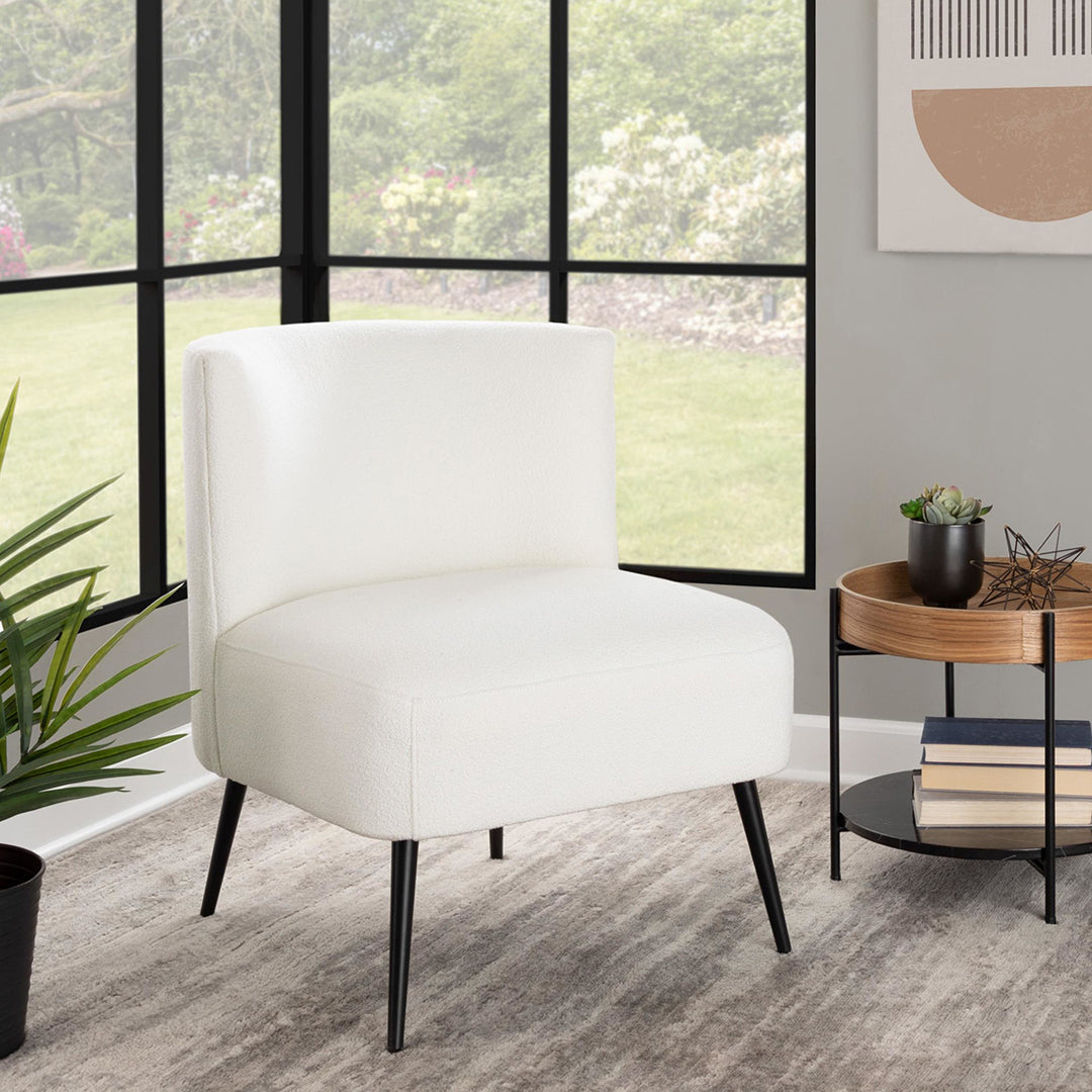 Fran Slipper Chair - Modern Accent Chair for Living Room, Bedroom & Office - Comfortable Upholstered Lounge Chair with Sturdy Wooden Legs - Perfect for Reading, Relaxing & Small Spaces