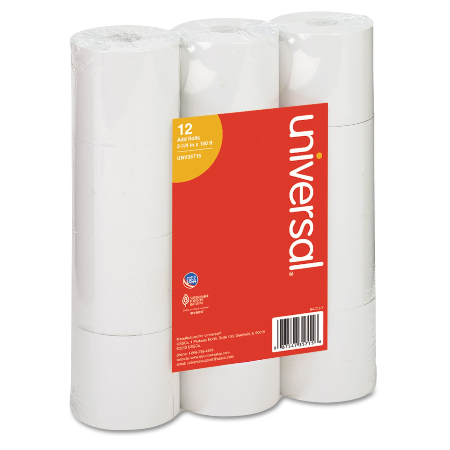 UNV35710GN - Single-Ply Adding Machine & Calculator Paper Rolls (2.25