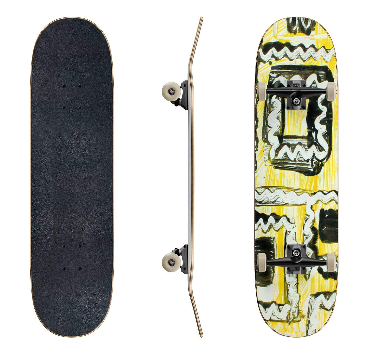 Black Stripe Classic Concave Skateboard - Durable Longboard for Beginners & Professionals | Extreme Sports, Teen Gifts, Cool Skateboarding Gear | Perfect for Street Skating, Commuting & Tricks