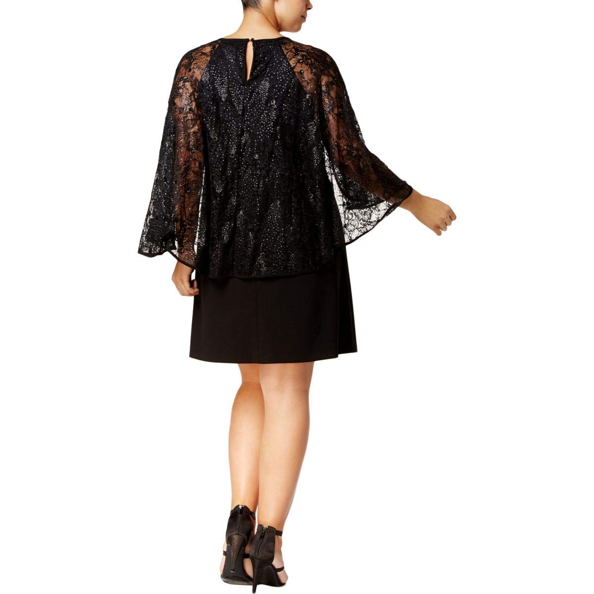 Calvin Klein G III Sequined Lace Capelet Dress for Women | Elegant Evening Gown for Parties, Weddings & Special Occasions