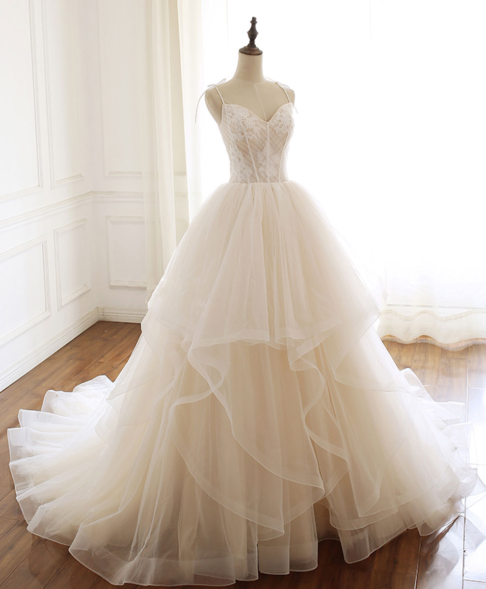 Elegant Champagne Sweetheart Lace Tulle Long Prom Dress - Formal Evening Gown for Homecoming, Wedding, and Special Occasions