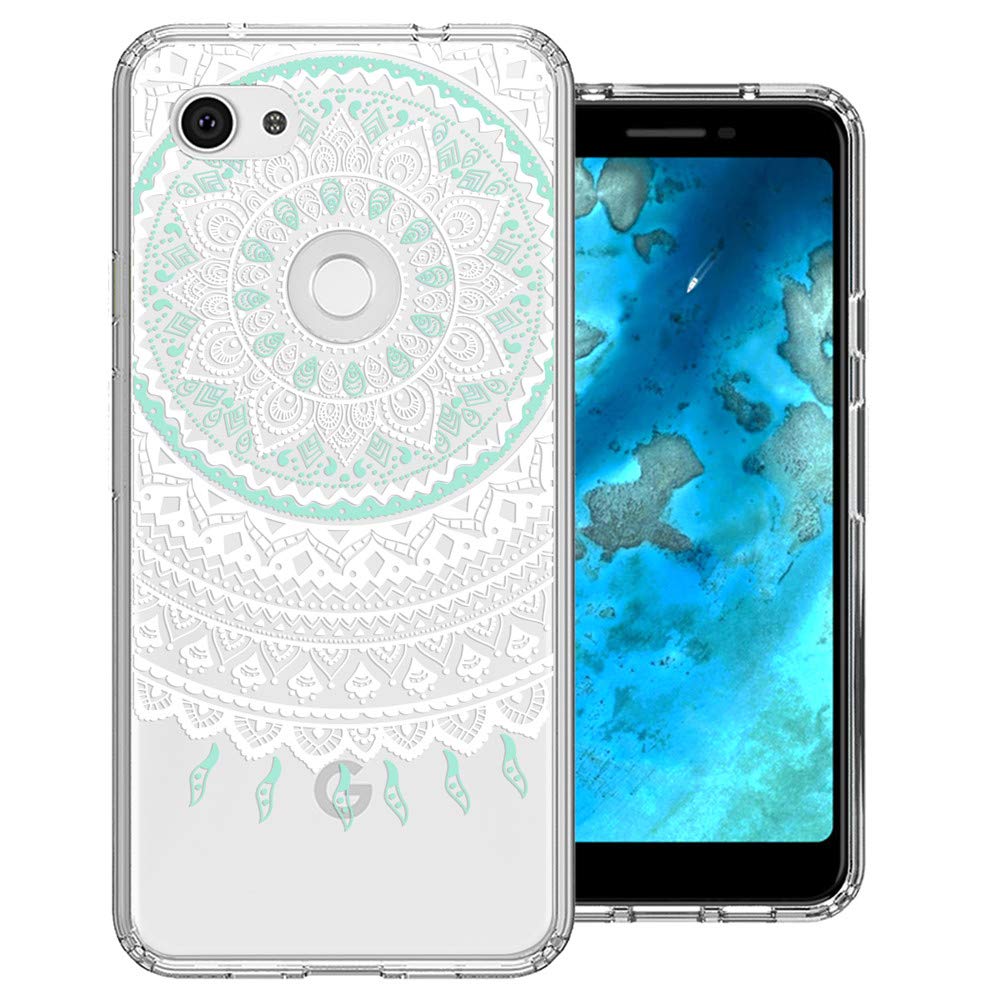 Google Pixel 3a XL Case - Clear Hard Plastic Back with TPU Bumper Protective Cover | Shockproof & Scratch Resistant | Green Floral Design | Perfect for Everyday Use, Travel & Outdoor Activities