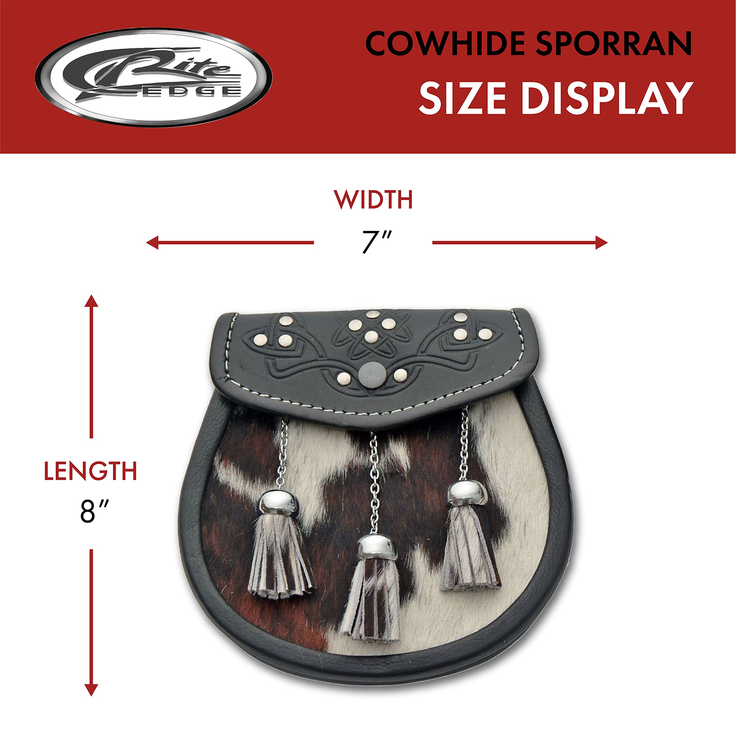Authentic Cowhide Sporran with Tassels | Premium Leather Pouch for Men | Perfect for Scottish Kilts, Renaissance Fairs & Highland Dress Accessories