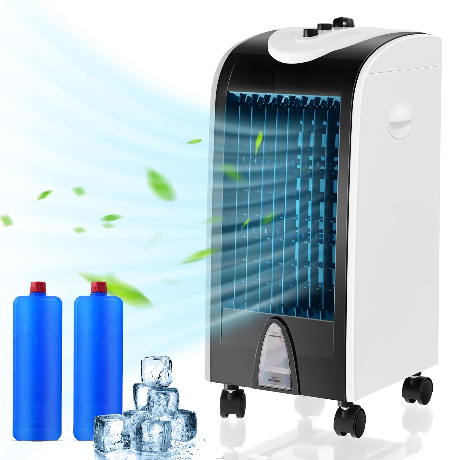 3-in-1 Portable Evaporative Air Cooler with Fan & Humidifier, Bladeless Quiet Cooling Machine, 3 Speeds for Home, Office, Dorms, Bedrooms, and Small Spaces