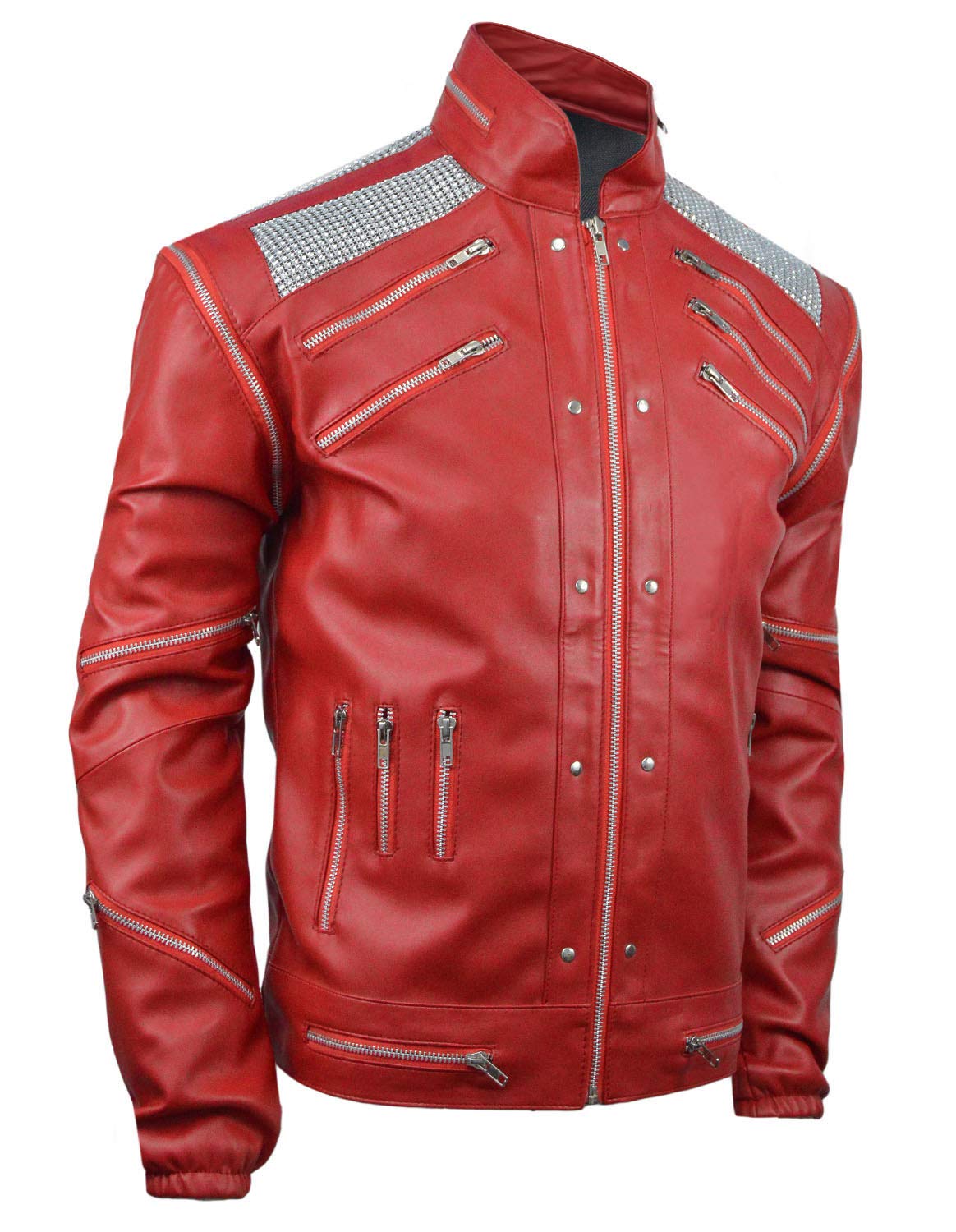 Beat-It Jacket - Red Faux Leather Motorcycle Biker Jacket for Women & Men - Perfect for Riding, Fashion & Night Out