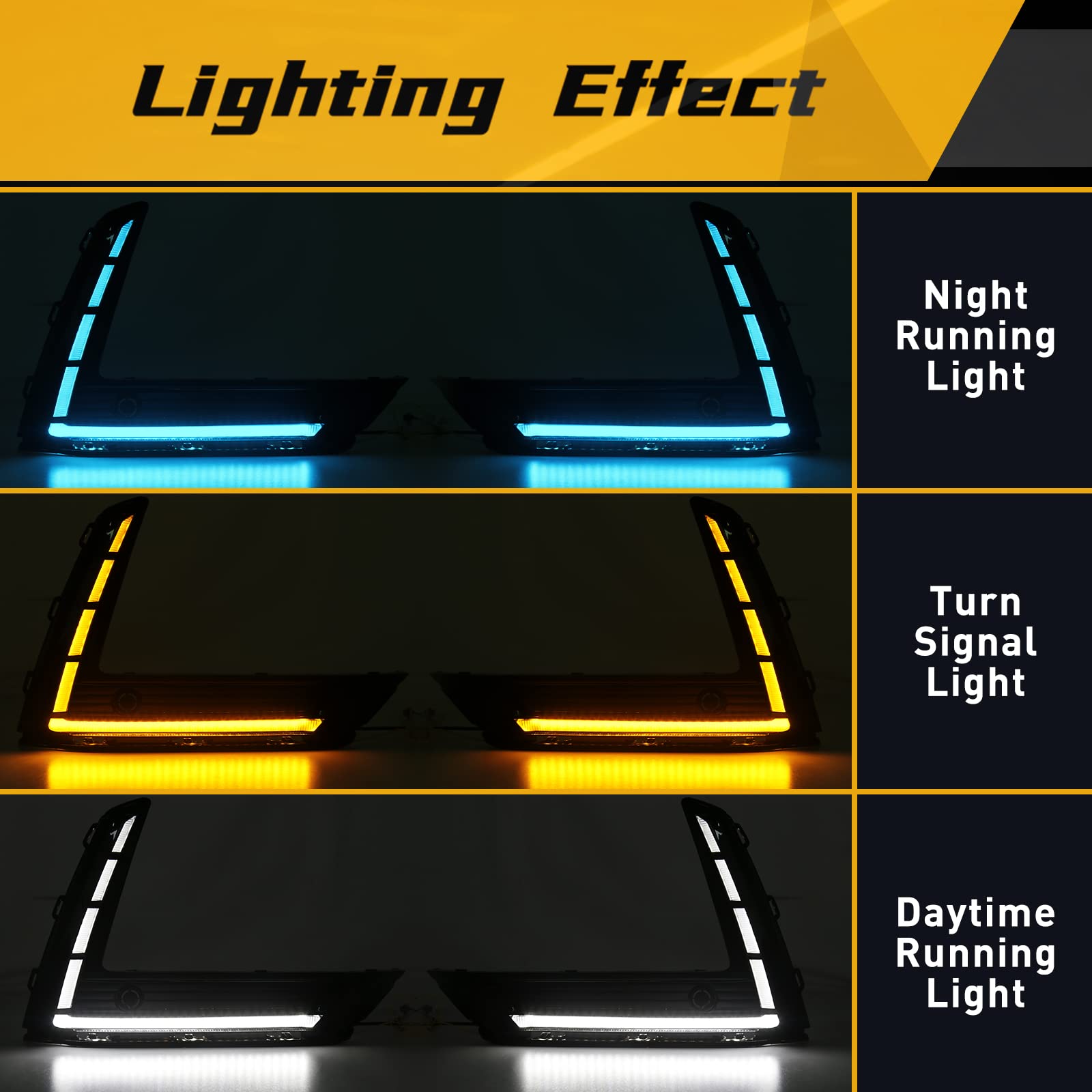 2023-2024 Honda CR-V LED Daytime Running Lights with Tri-Color Options & Sequential Turn Signals - DRL Fog Lamps with Bezel for Enhanced Visibility & Style (Perfect for City Driving, Night Safety & Custom Car Mods)