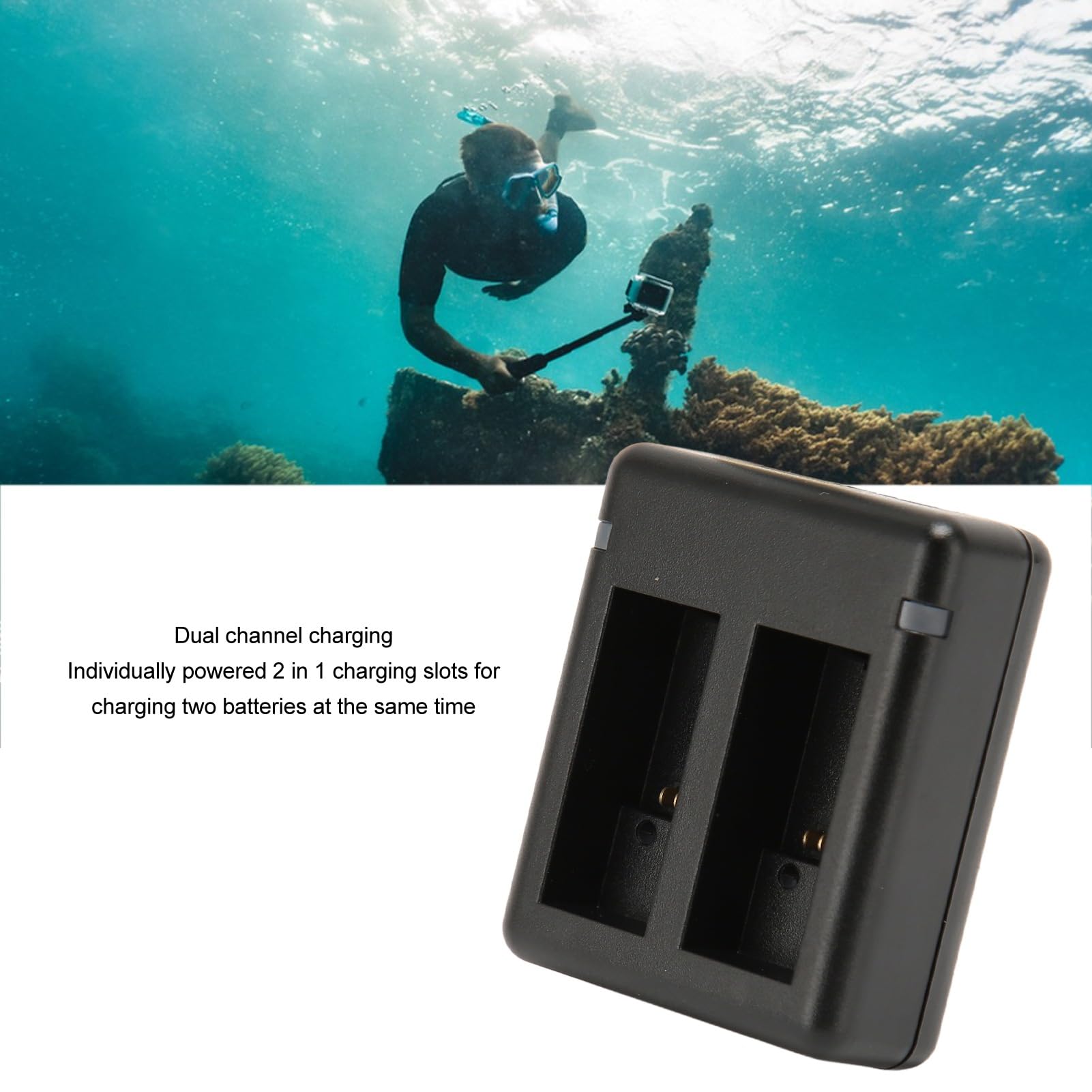 Dual Channel USB-C Camera Battery Charger 5V 2A with LED Power Indicator - Fast Charging for DSLR, Mirrorless & Digital Cameras - Perfect for Travel, Photography Studio & Outdoor Shooting