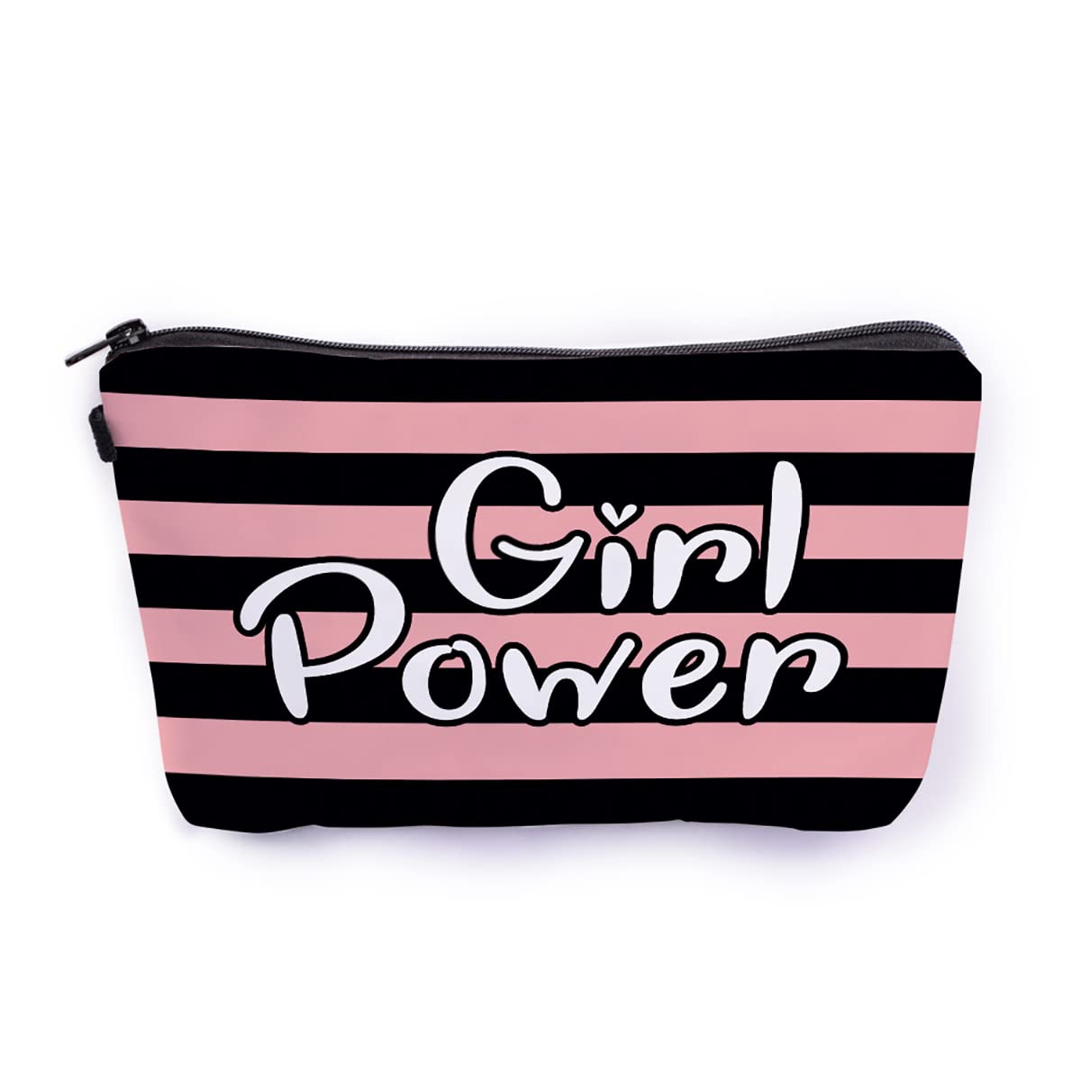 Crazyify Women's Black Striped Makeup Pouch - Canvas Cosmetic Bag for Travel & Storage | Waterproof Toiletry Organizer | Perfect for Makeup, Brushes, Skincare & Travel Essentials | Great Gift Idea for Women