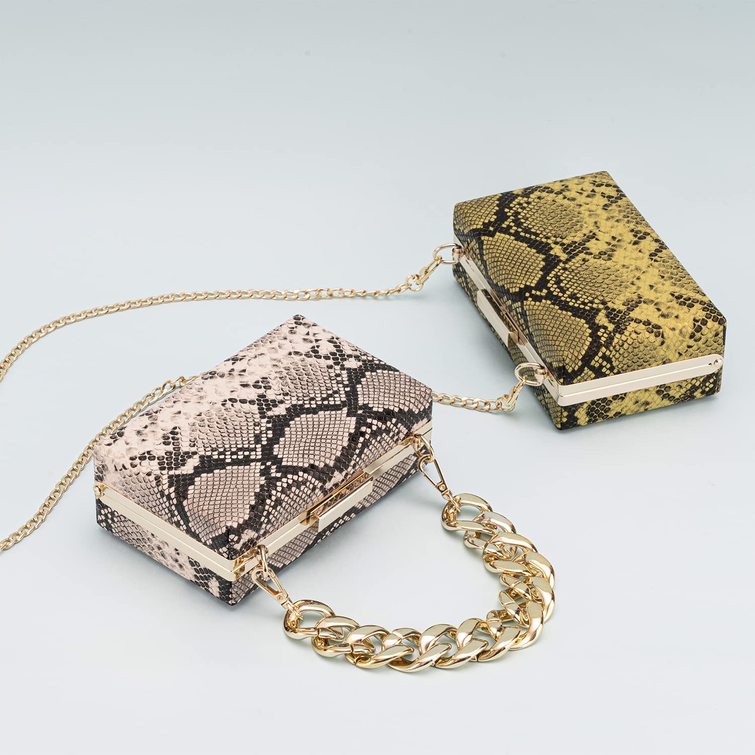 Snakeskin Crossbody Bag for Women with Chain Strap - Perfect for Evening & Travel