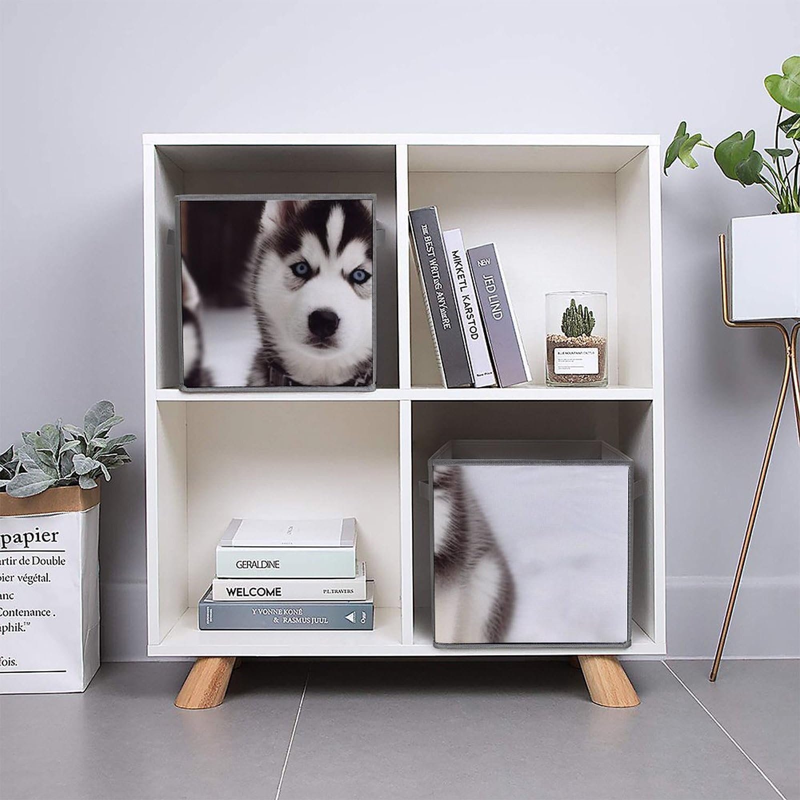 6-Pack Adorable Huskies Collapsible Storage Bins with Handles - Large Closet Organizer, Foldable Fabric Storage Baskets for Clothes, Toys & Home Organization - Perfect for Bedroom, Nursery & Laundry Room Storage
